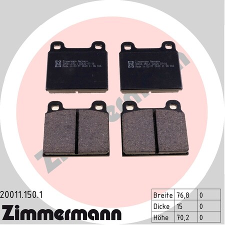 Zimmermann Brake Pad Set, 200111501 200111501